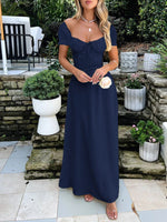 Devine Sweetheart Neck Short Sleeve Maxi Dress - Ladyez