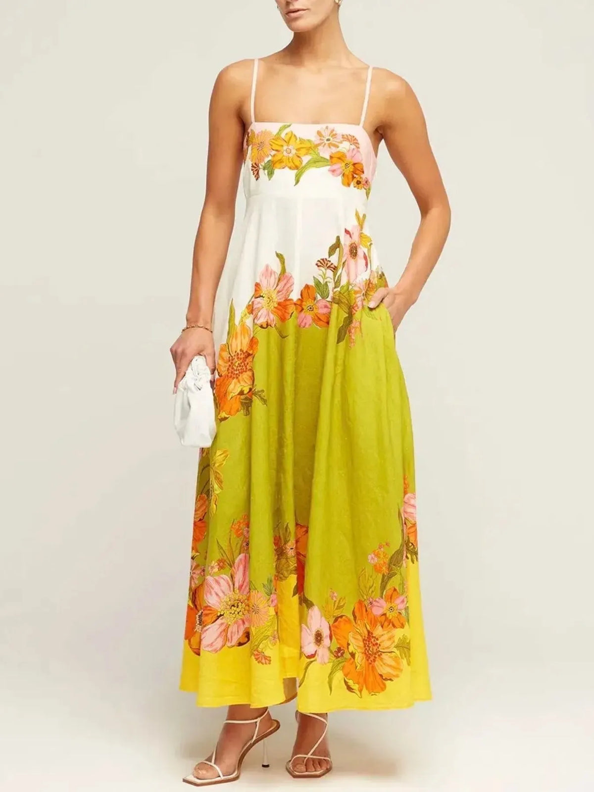 Tropical Floral Gradient Maxi Cami Dress - Ladyez