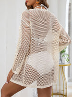 Openwork V-Neck Slit Cover-Up - Ladyez