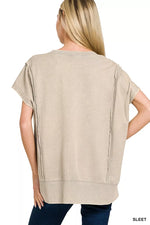 Zenana French Terry Acid WashedHi-low Top