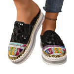 Sequin Round Toe Platform Loafers