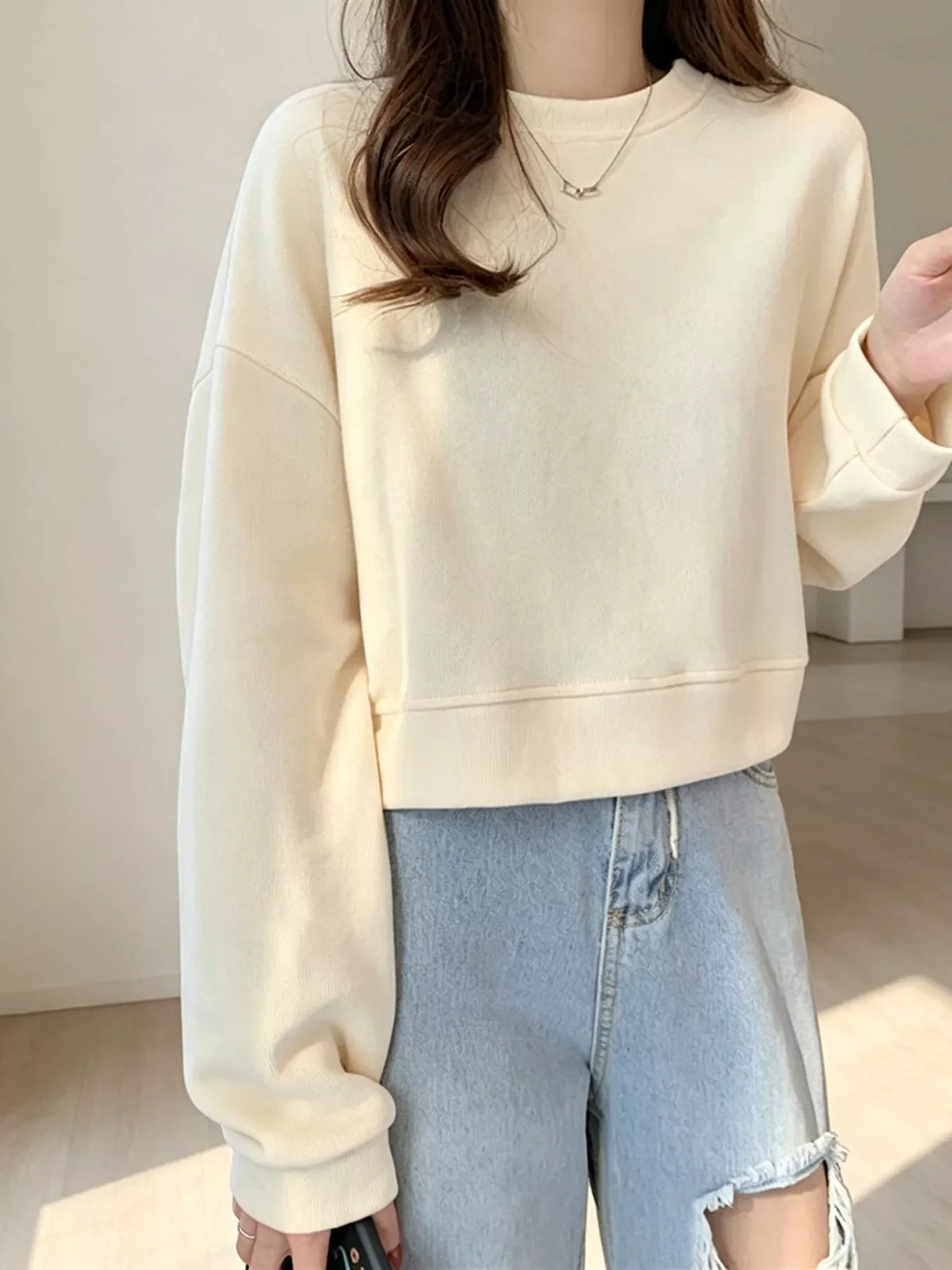 Crew NeckDrop Shoulder Sweatshirt