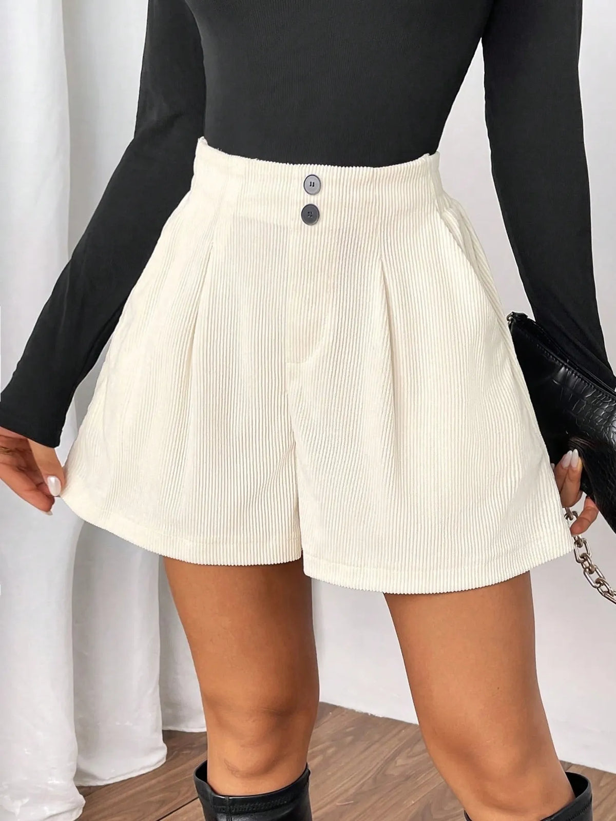 High Waisted Corduroy Shorts