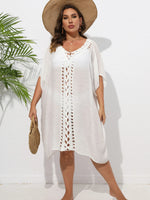 Crochet Trim V-Neck Beach Cover Up Dress - Ladyez