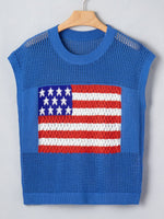 Flag Graphic Short Sleeve Sweater Top
