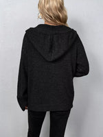 Full Size Cozy Knit Hooded Button-Down Cardigan Plus Size