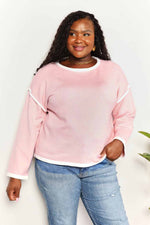 Angel Wings Contrast Detail Dropped Shoulder Knit Top