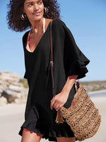 Ruffled Trim V-Neck Cover-Up Dress