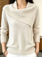 Full Size Asymmetric Ribbed Collar Sweater Plus Size