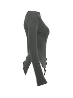 Asymmetrical One-Shoulder Ribbed Knit Top