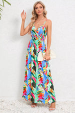 Printed Surplice Maxi Cami Dress - Ladyez