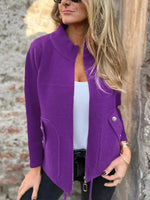 Full Size Textured Knit Zip Up Outerwear Plus Size