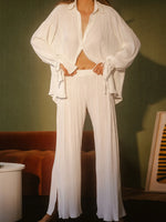 Button Up Long Sleeve Top and Pants Set
