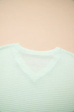 V Neck Short Sleeve Plus Size Waffle Knit Top