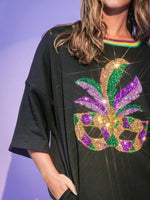 Sequin Round Neck 3/4 Sleeve Dress