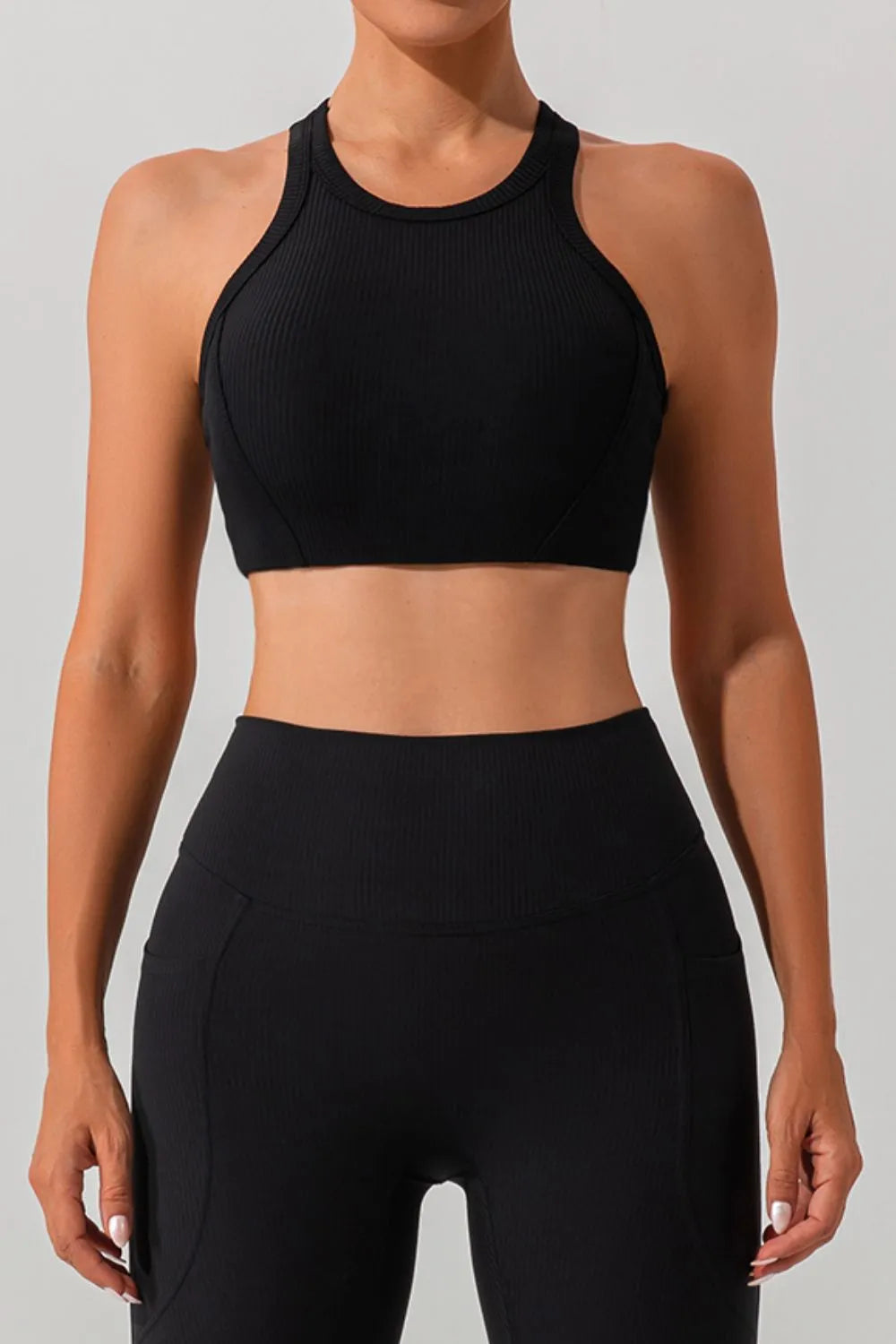 Round Neck Racerback Active Tank - Ladyez