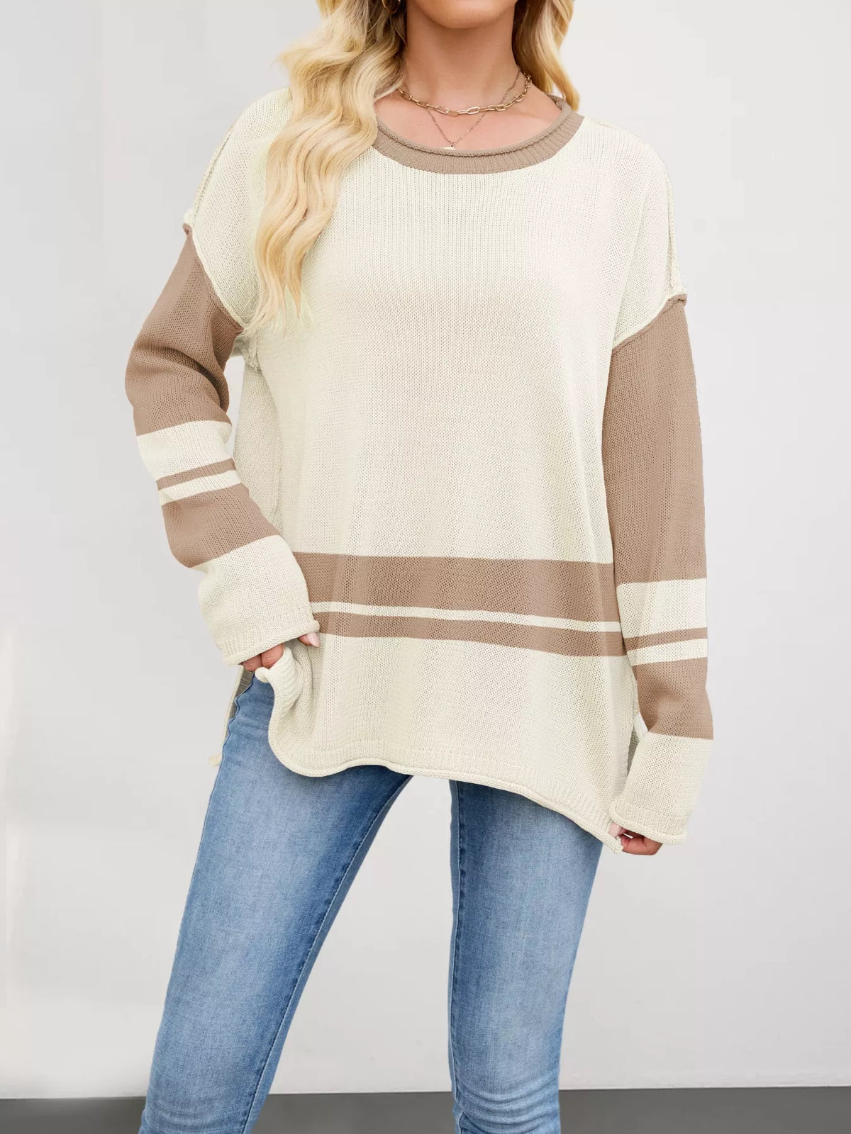 Color Block Side Slit Sweater