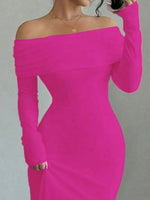 Off-Shoulder Long Sleeve Bodycon Maxi Dress - Ladyez