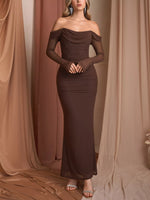 Off-Shoulder Ruched Mermaid Maxi Dress