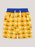 Children's Cartoon Construction Vehicle Print Casual Shorts