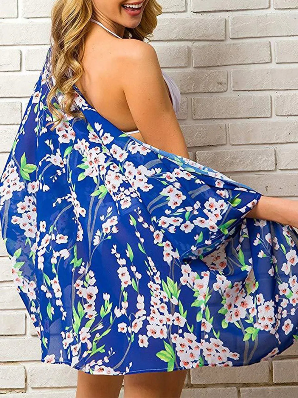 Open Front Half Sleeve Cover-Up - Ladyez