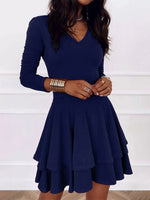 V-Neck Layered Ruffle Mini Dress