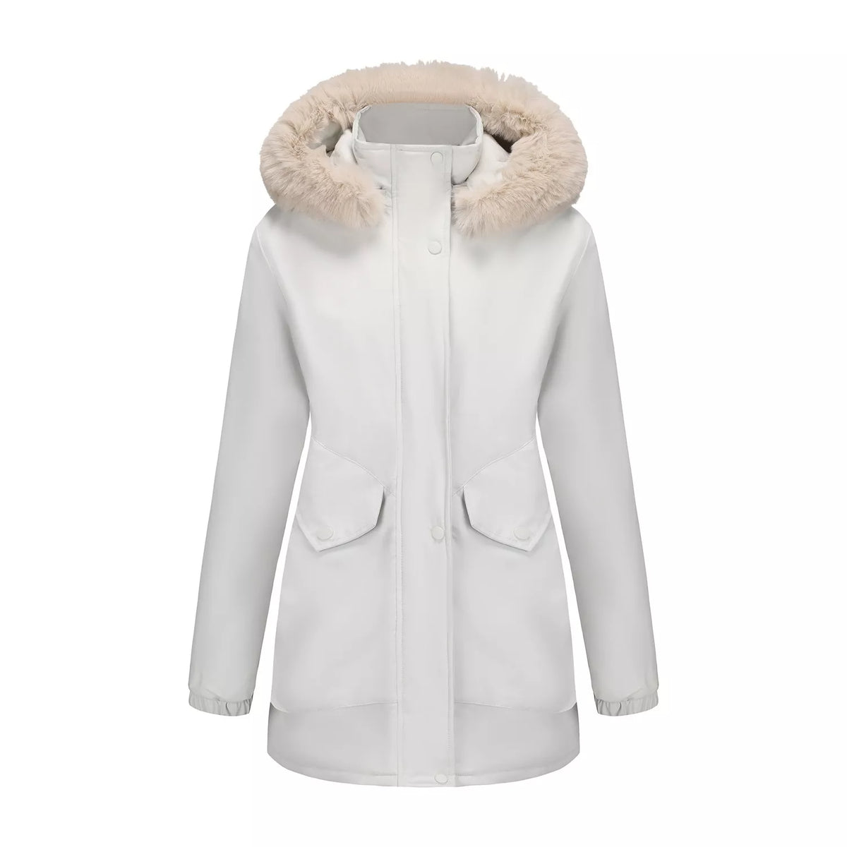 Full Size Fur Hooded Warm Winter Parka Outerwear Plus Size