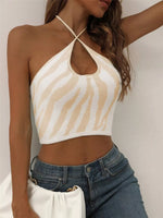 Contrast Halter Neck Knit Cami