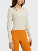 Millennia Halter Neck Long Sleeve Sporty Top - Ladyez