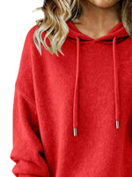 Drawstring Long Sleeve Hooded Sweater