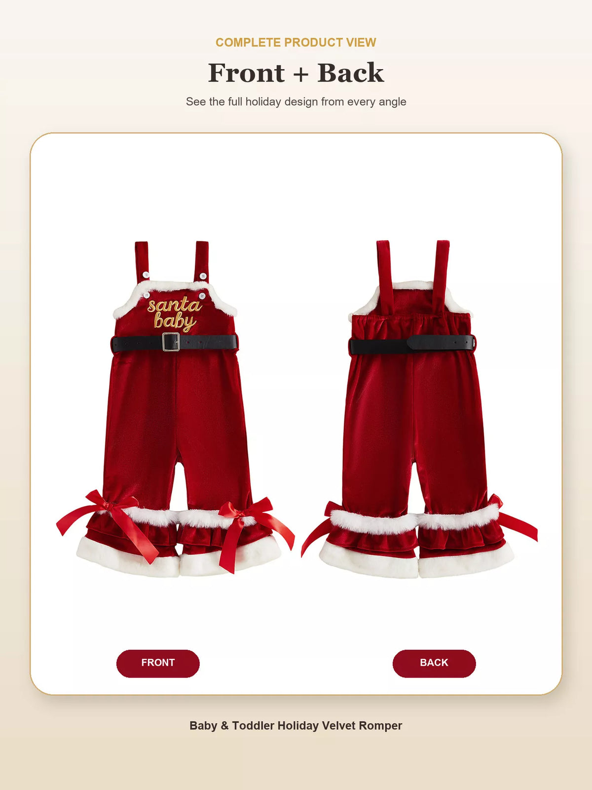 Children's Santa Baby Velvet Christmas Overalls