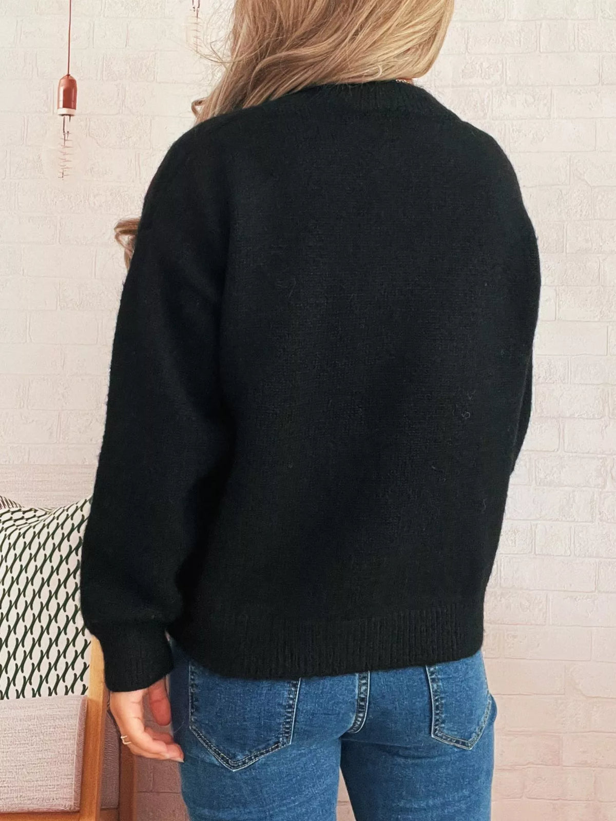 Contrast Cherry Round Neck Sweater