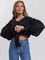 Button Up Flounce Sleeve Shirt