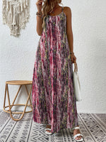 Full Size Printed Scoop Neck Maxi Cami Dress - Ladyez