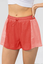 Color Block Drawstring Active Shorts - Ladyez