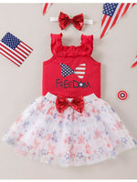 Children's Patriotic Star Print Tank and Tulle Skirt Set