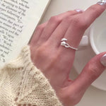 925 Sterling Silver Flower Bypass Ring