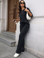 Ribbed Round Neck Top and Pants Set
