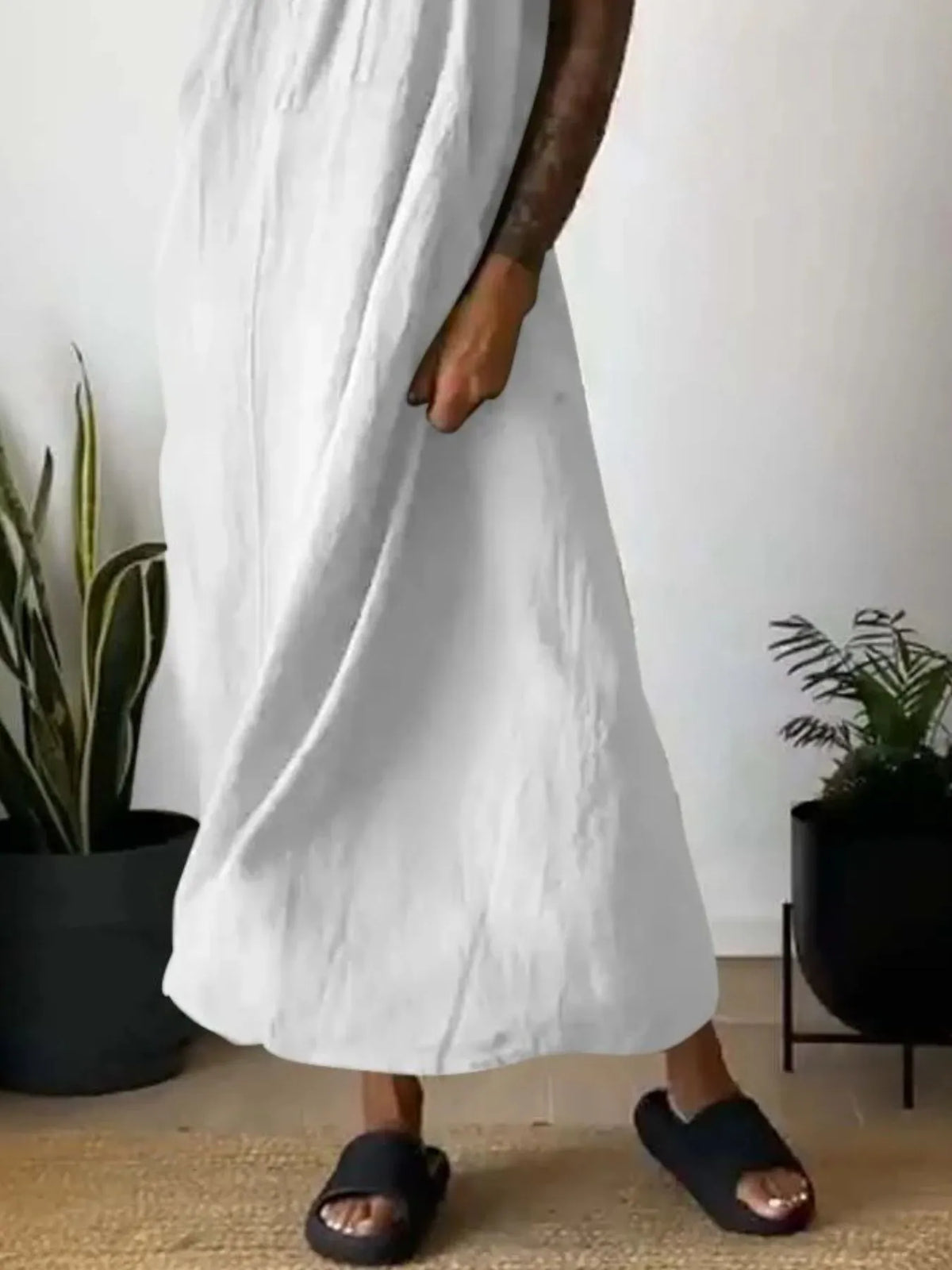 Full Size Ruched Cami Maxi Dress with Pockets Plus Size - Ladyez