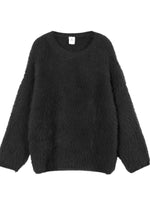 Fuzzy Round Neck Long Sleeve Sweater