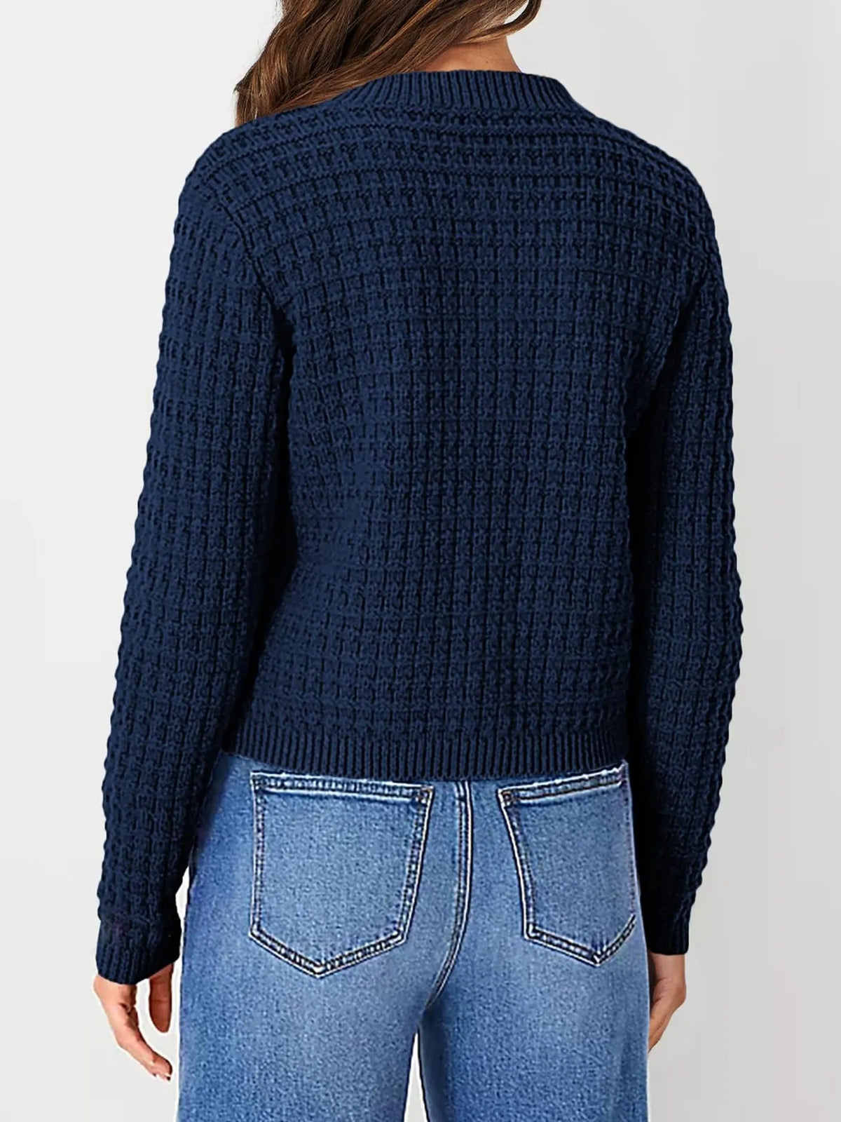 Textured Knit Button-Front Cardigan