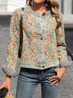 Floral Embroidered Button Up Denim Jacket