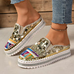 Sequin Round Toe Platform Loafers