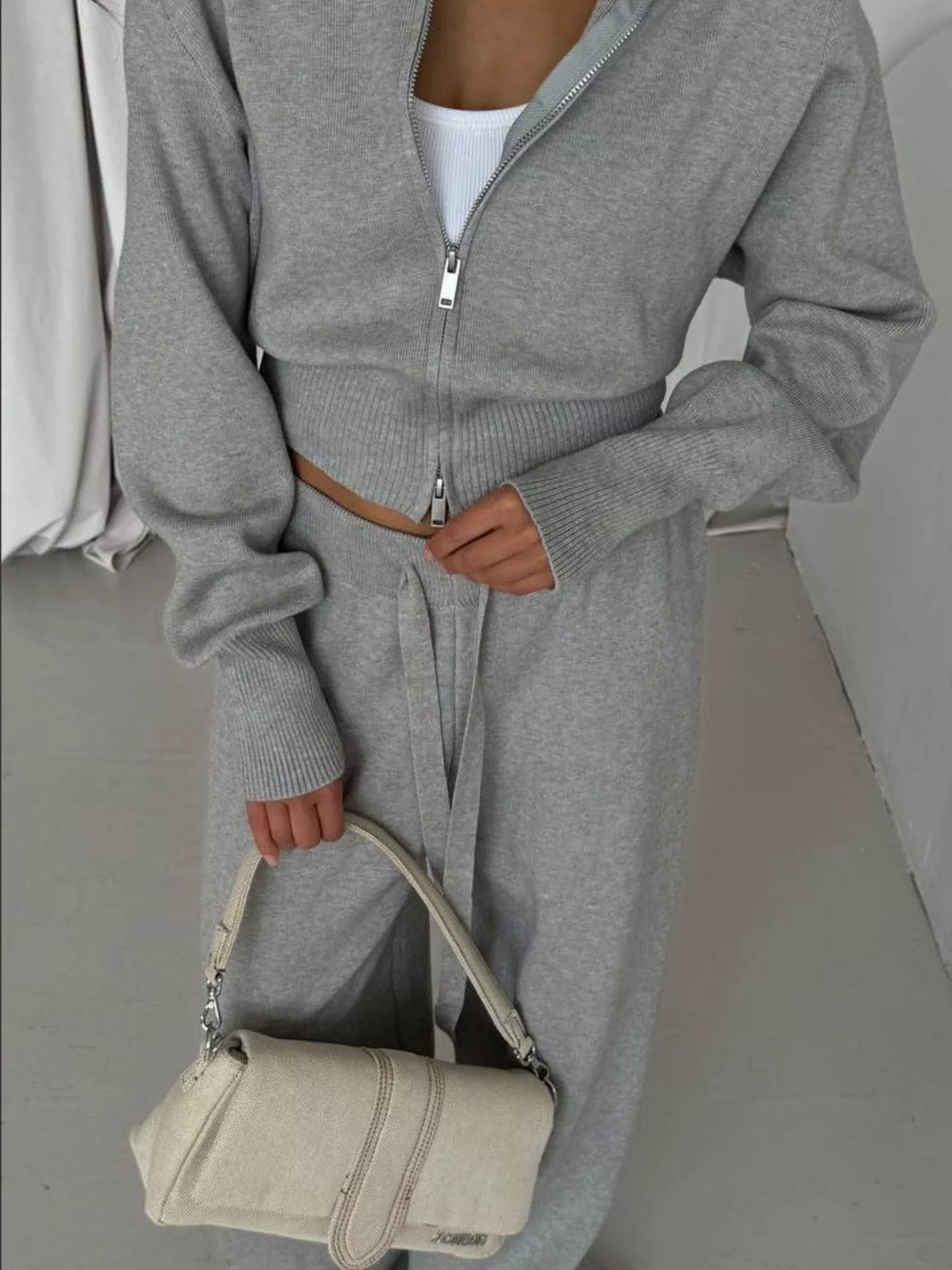 Zip-Up Outerwear andDrawstring Pants Set