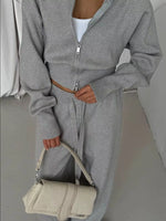 Zip-Up Outerwear andDrawstring Pants Set