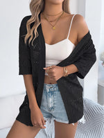 Openwork Open Front Half Sleeve Cardigan