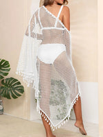 Tassel Openwork Open Front Cover-Up - Ladyez