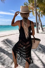 Fringe Scoop Neck Cover-Up - Ladyez