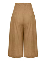 Smocked Wide-Leg Capri Pants