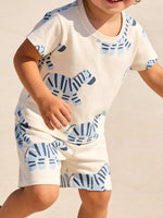 Children's Zebra Print Casual Tee and Shorts Set